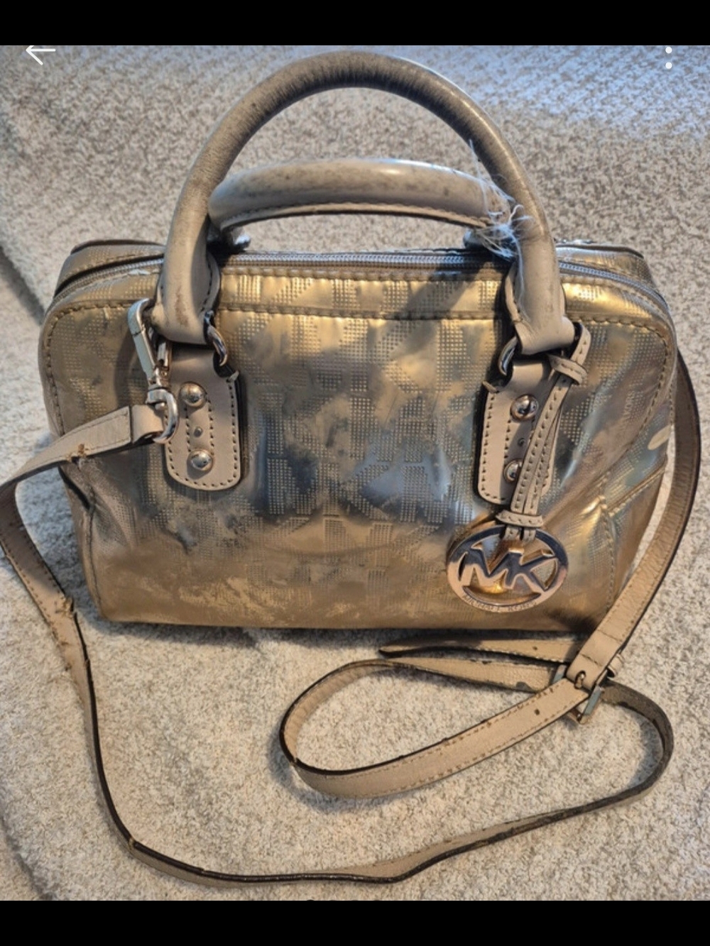 Michael Kors Shimmering Gold Satchel with Detachable Strap
